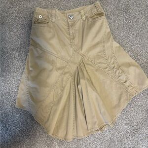 Y2K Pleated Tan‎ Midi Skirt Size 8 Medium Large